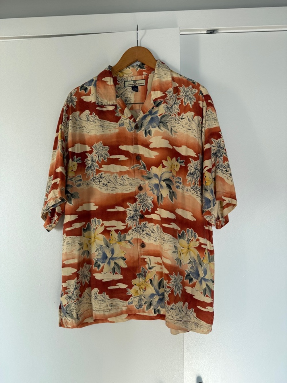 Tommy Bahama Rust Red & Cream Floral Button-Down Shirt